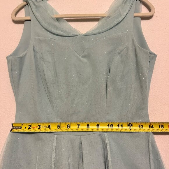 Miss Candyfloss Womens Medium 50s Cinderella Pin Up Swing Dress Blue Glitter - Picture 9 of 15